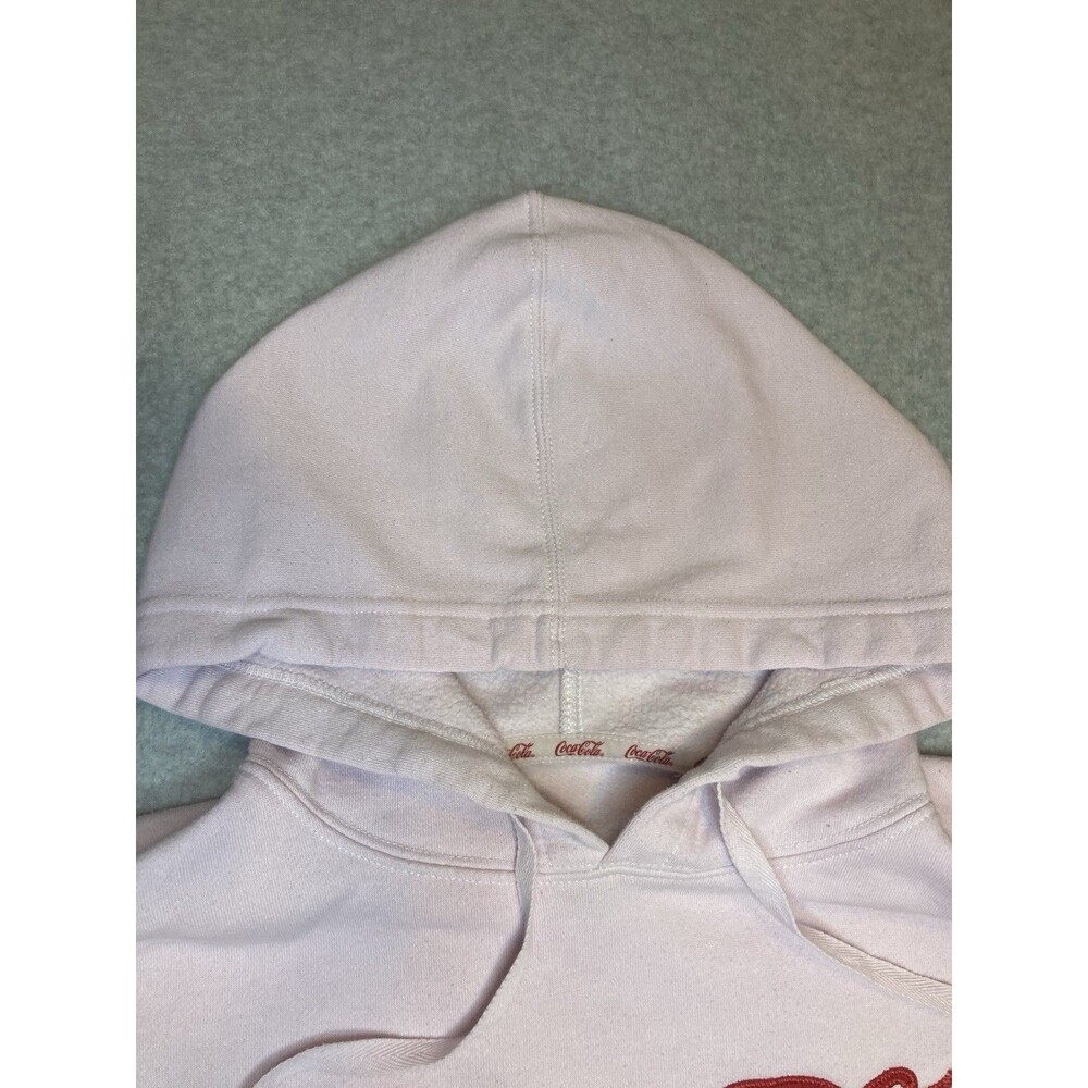 Coca-Cola W Sz XXL Pink Hoodie Oversized Retro Red Stitched Felt Logo Coquette - Picture 4 of 16